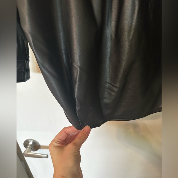 French Connection Faux Leather Long Sleeve Top - Picture 15 of 16